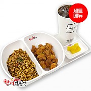 짜파게티+후라이드치킨+음료-단무지