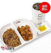짜파게티+후라이드치킨+음료-단무지