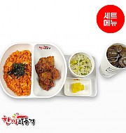 스팜김치볶음밥+불닭치킨+우동국물+음료-단무지