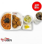 낙지볶음밥+후라이드치킨+우동국물+음료-단무지