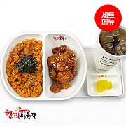 낙지볶음밥+양념치킨+음료-단무지