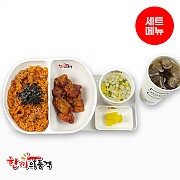 낙지볶음밥+불닭치킨+우동국물+음료-단무지