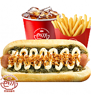 화이트어니언 핫도그 세트 ( 음료 + 감자튀김 )