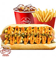 콘치즈 핫도그 세트 ( 음료 + 감자튀김 )