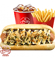 오코노미 핫도그 세트 ( 음료 + 감자튀김 )