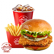 양념 치킨버거 세트 ( 음료 + 감자튀김 )